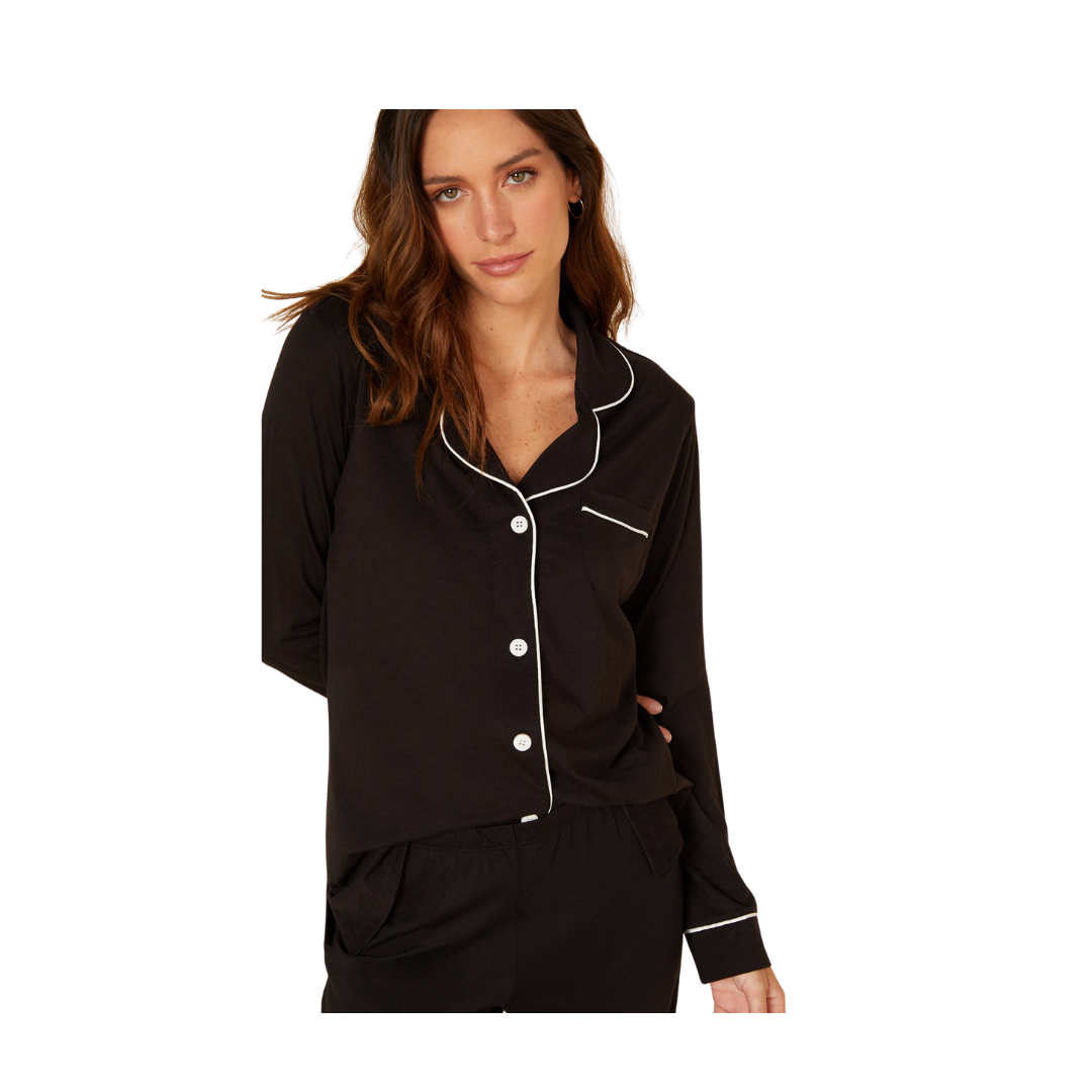 Cosabella black pajamas with white piping