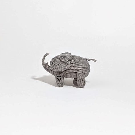 organic cotton knit elephant rattle by Estella