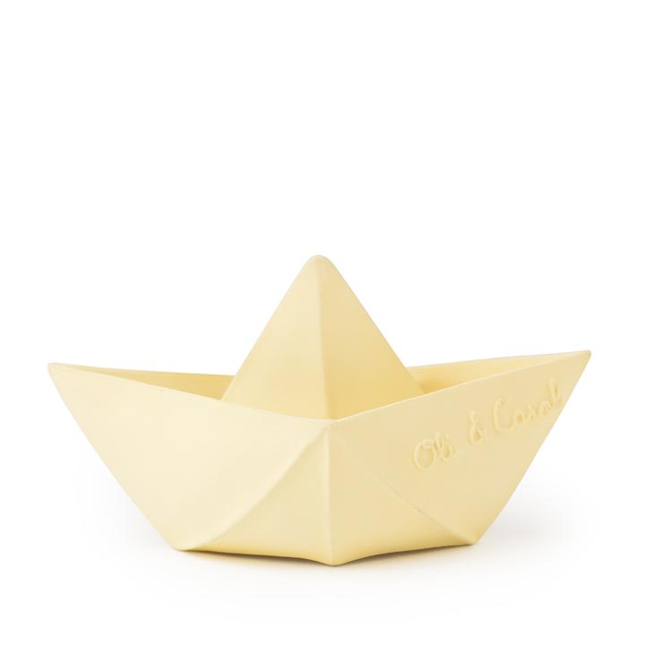 origami yellow boat bath toy