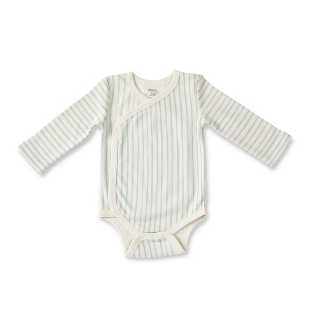 Baby blue striped long sleeve organic onesie for baby