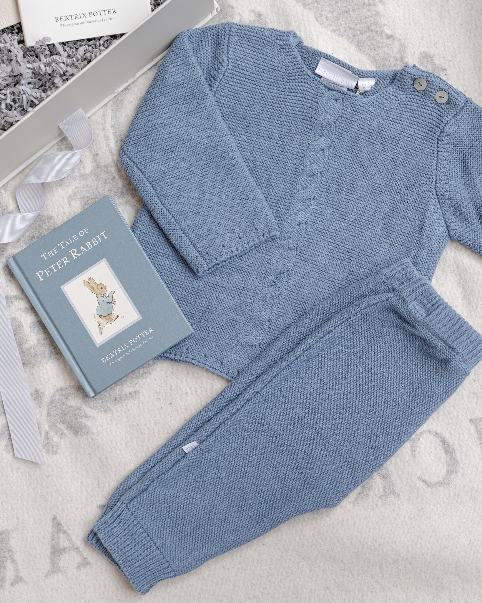 Elegant Baby dark blue knit cardigan and leggings
